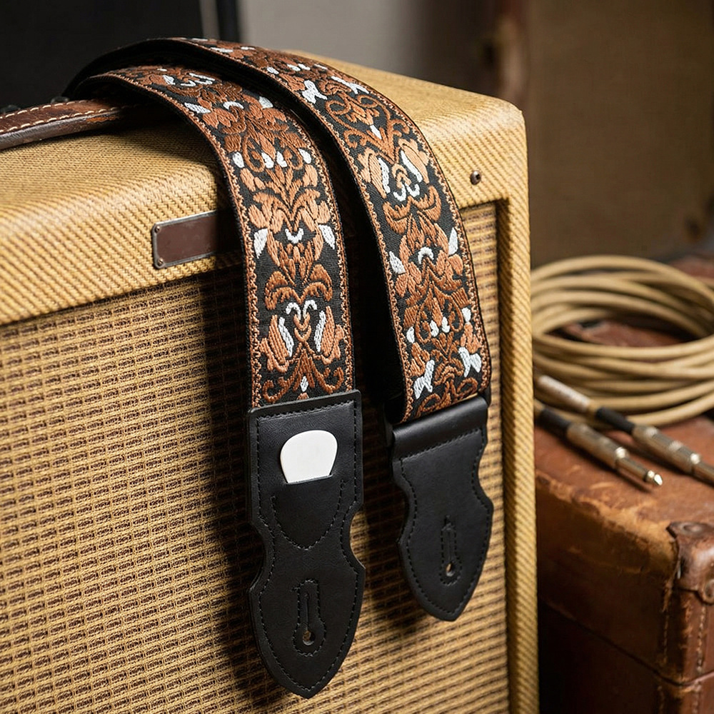 Musical Instrument Band - Correa de guitarra y bajo bordada,