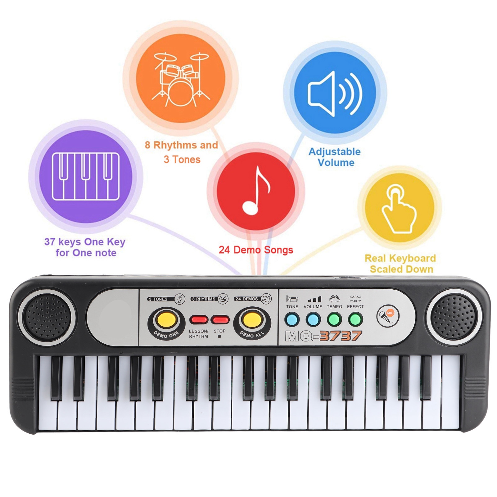 Piano Digital Eléctrico de 37  - Musical Instrument Gif reseña y precio
